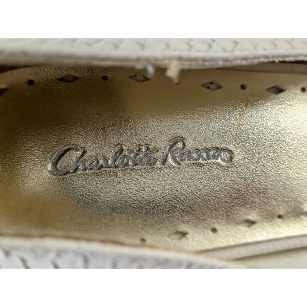 Charlotte Russe Cream Faux Snakeskin Pointed Toe Stiletto Pumps Womens Size 10